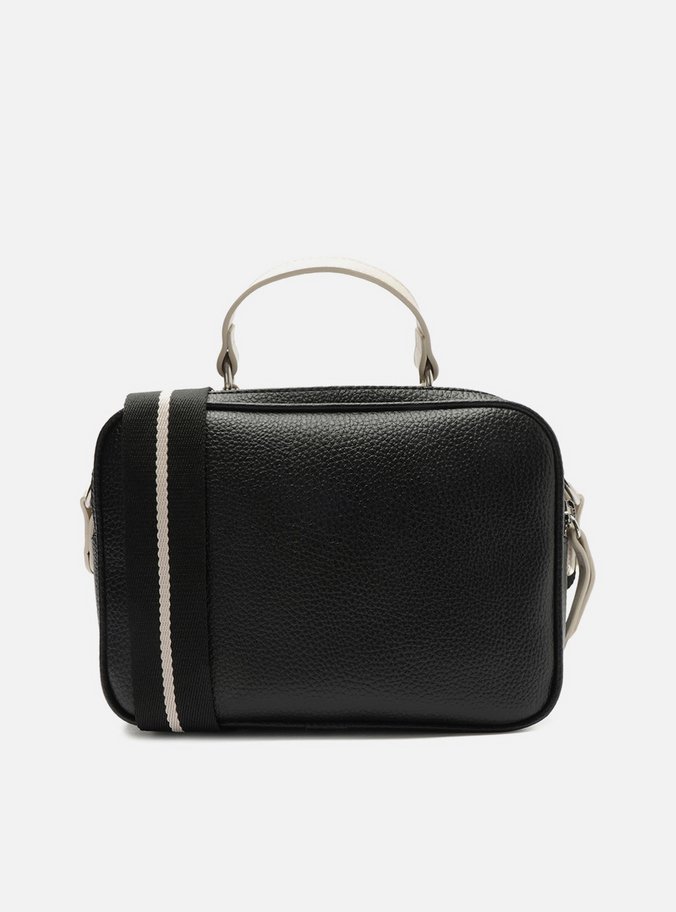 Bolsa Tiracolo Preta Prione Média Branca