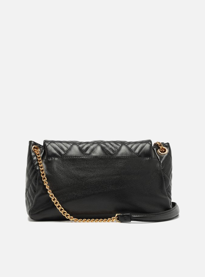 Bolsa Tiracolo Preta Couro Matelassê Grande