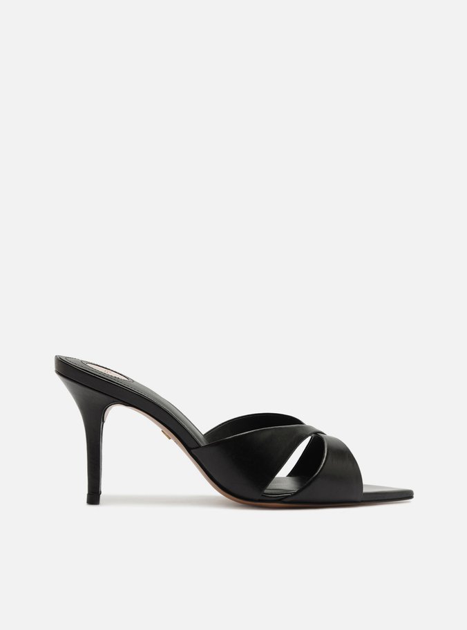 Tamanco Preto Couro Salto Fino