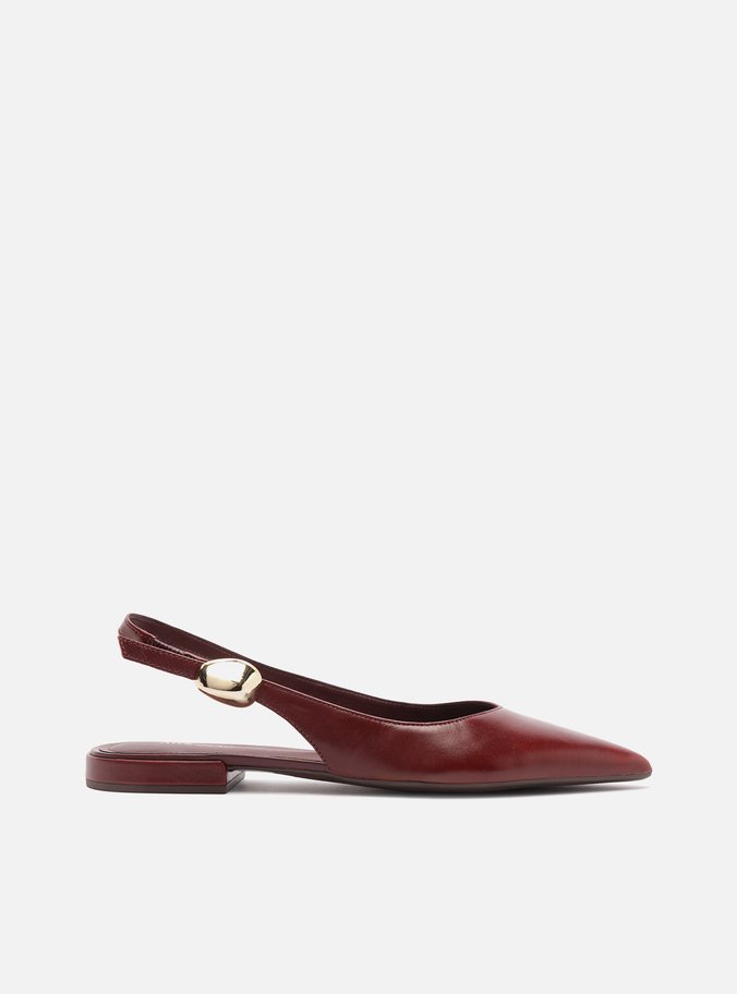 Sapatilha Vermelha Couro Slingback Metal Bold