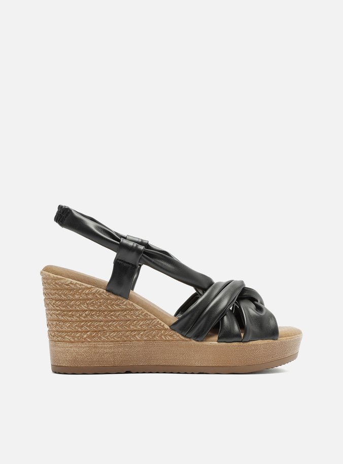 Sandália Preta Plataforma Nó Sling Back Cassis