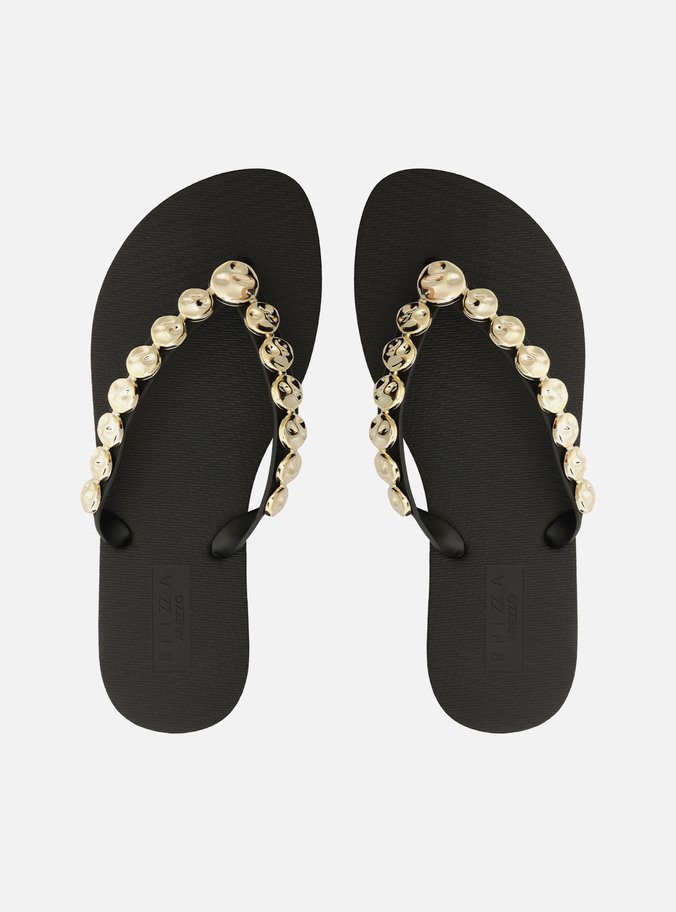 Chinelo Preto Minimal Tira Búzios