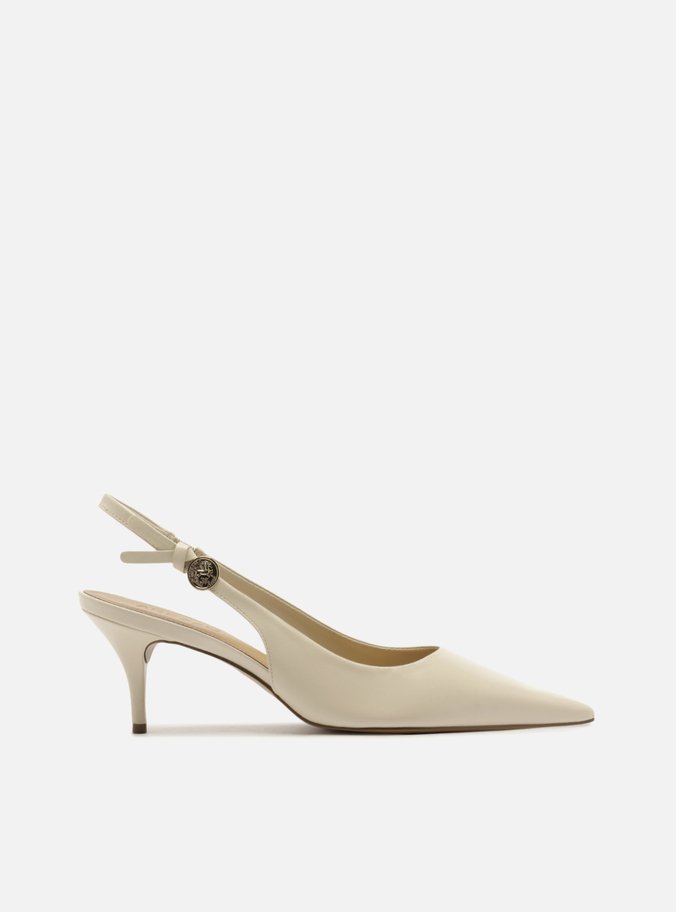 Scarpin Off-White Couro Slingback Metal Heritage