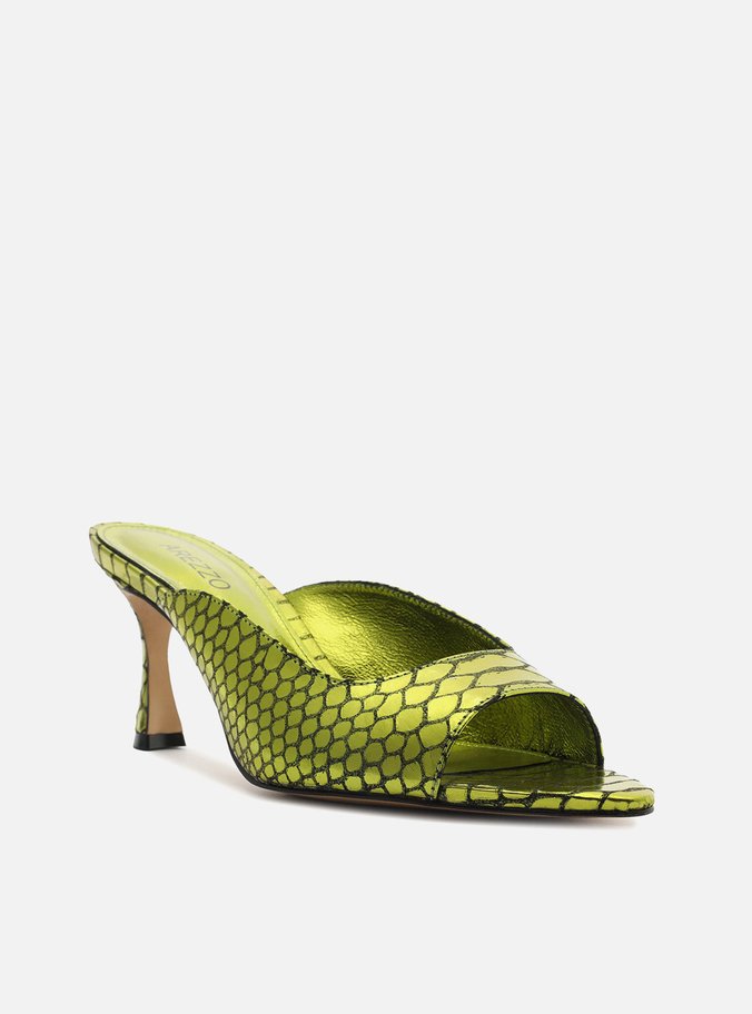 Mule Verde Snake Metal Salto Alto Aberta