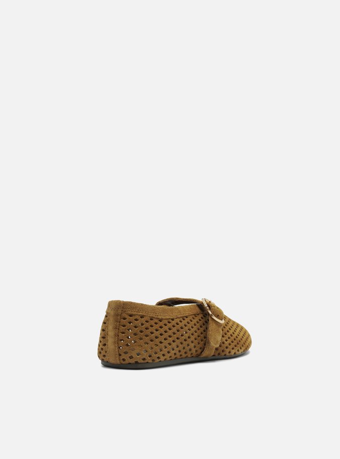 Sapatilha Marrom Suede Vazada Bico Redondo