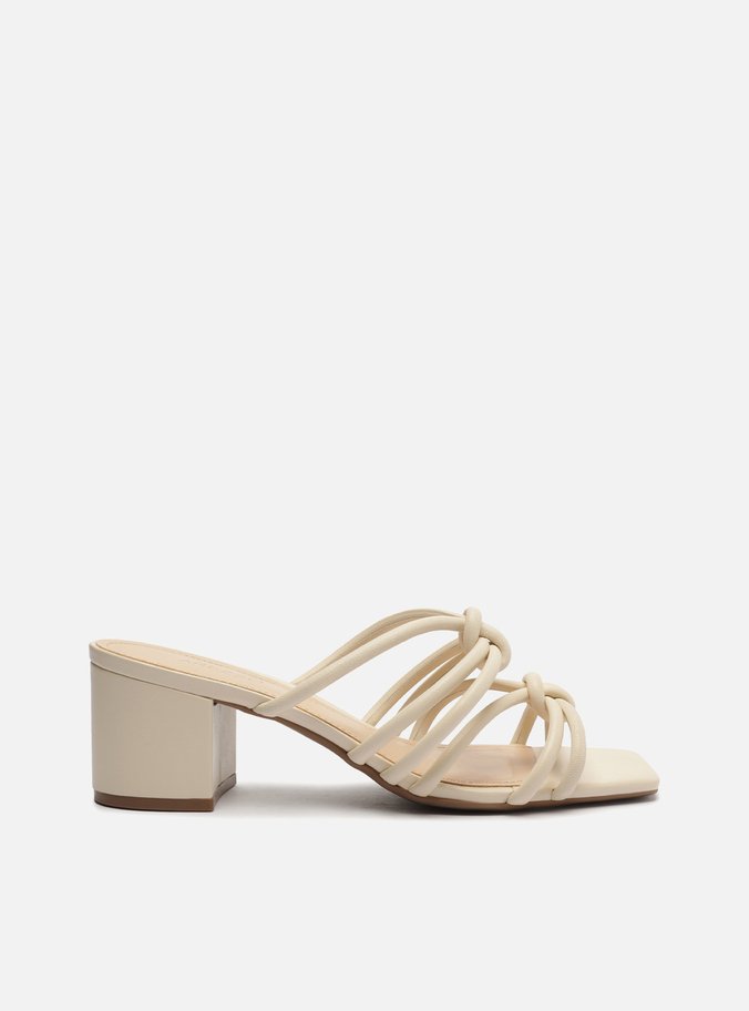 Tamanco Branco Salto Bloco Tiras