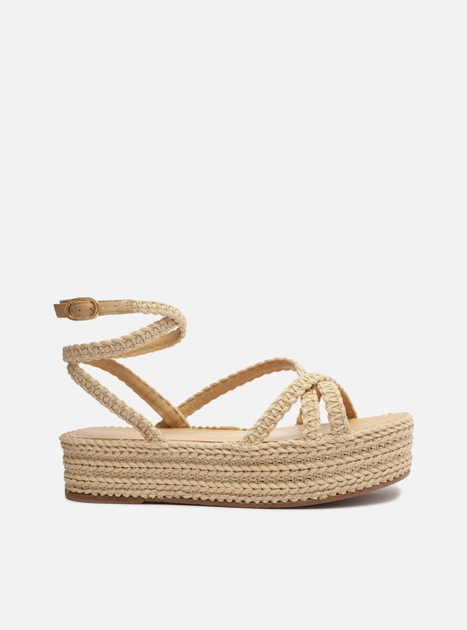 Sandália Nude Flatform Tramada Tiras