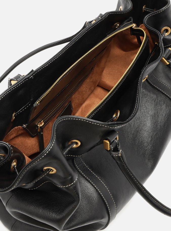 Bolsa Shopping Preta Couro Alicia Grande