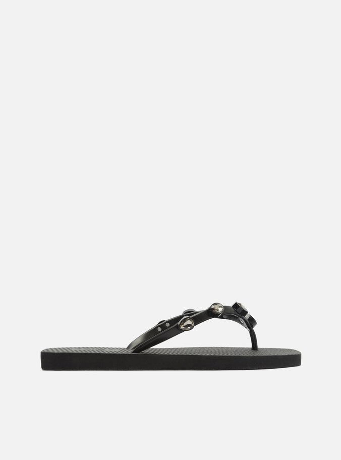 Chinelo de Dedo Preto Square Diamond