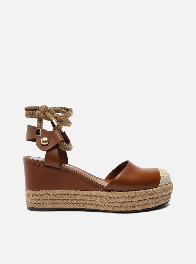 Espadrille Marrom Couro Anabela