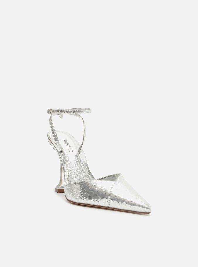 Scarpin Prata Snake Salto Fino Taça