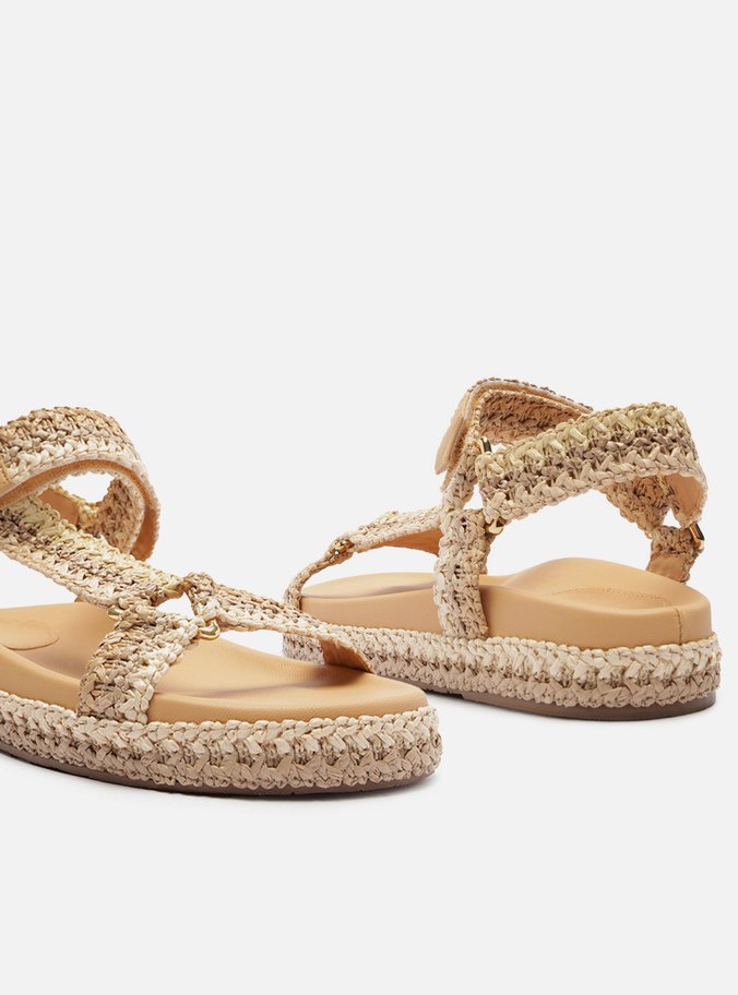 Sandália Papete Nude Couro Flatform Natural