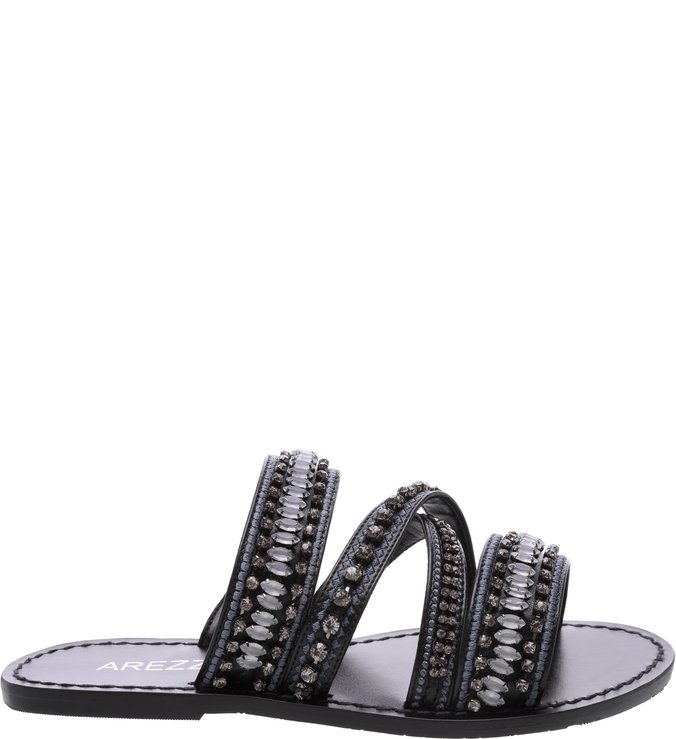 Chinelo Bordado Preto Diamond