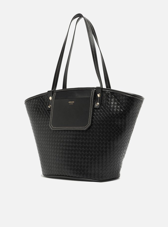 Bolsa Shopping Preta Tressê Grande Bolso Frontal