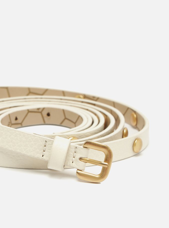 Cinto Off-White Couro Cintura Fino