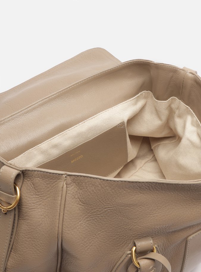 Bolsa Tote Cinza Couro Média Cadeado