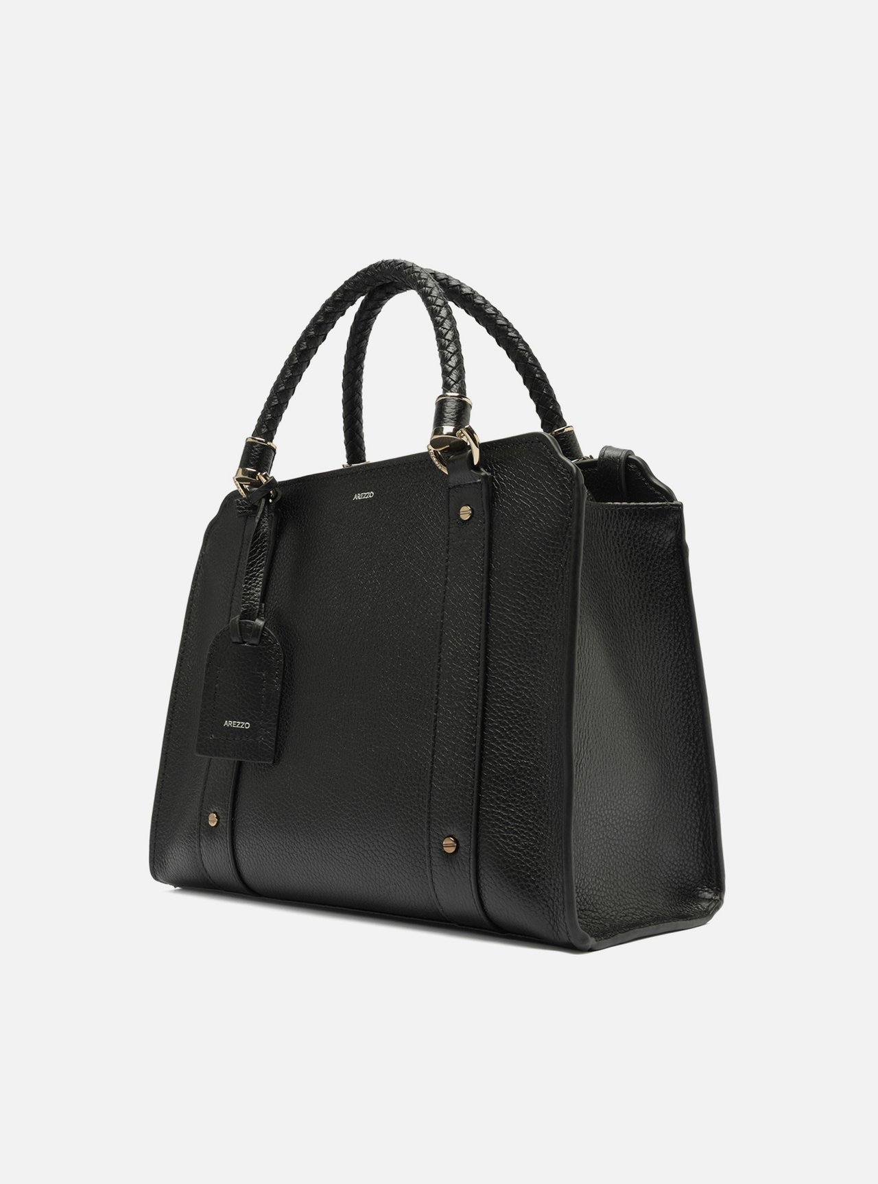 Bolsa Tote Preta Couro Piazza Grande — foto 2
