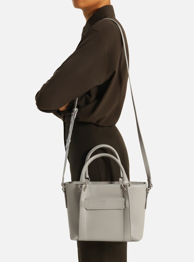 Bolsa Tote Cinza Média Faixas