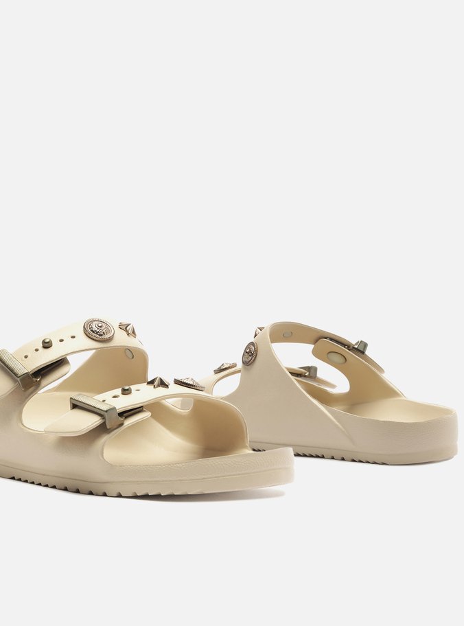 Slide Off-White Flatform Tiras Brizza Aplicações