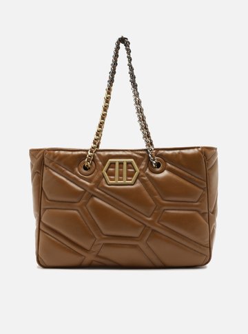 Arezzo — Bolsa Shopping Marrom Couro Emma Grande