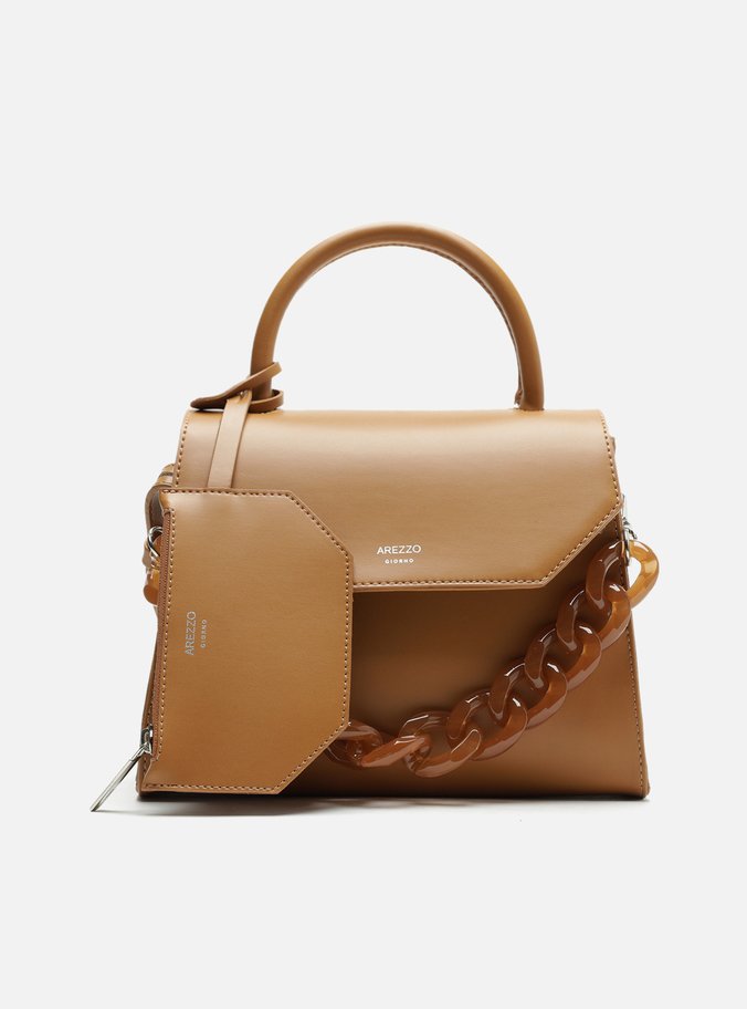 Bolsa Satchel Marrom Iara Média Translúcida