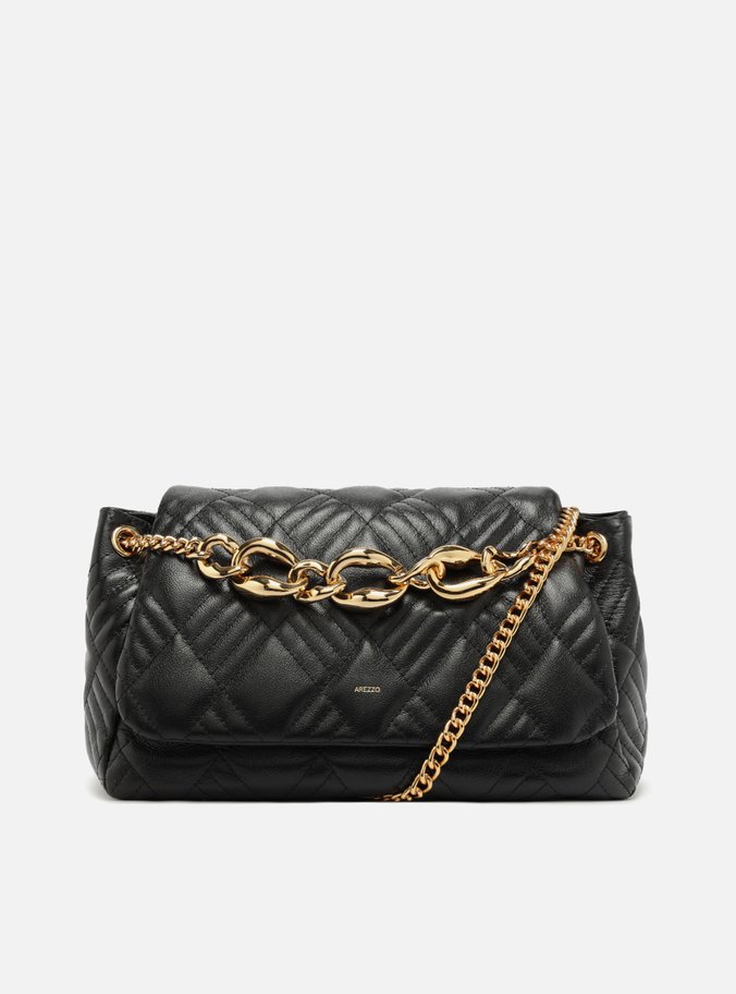 Bolsa Tiracolo Preta Couro Matelassê Grande