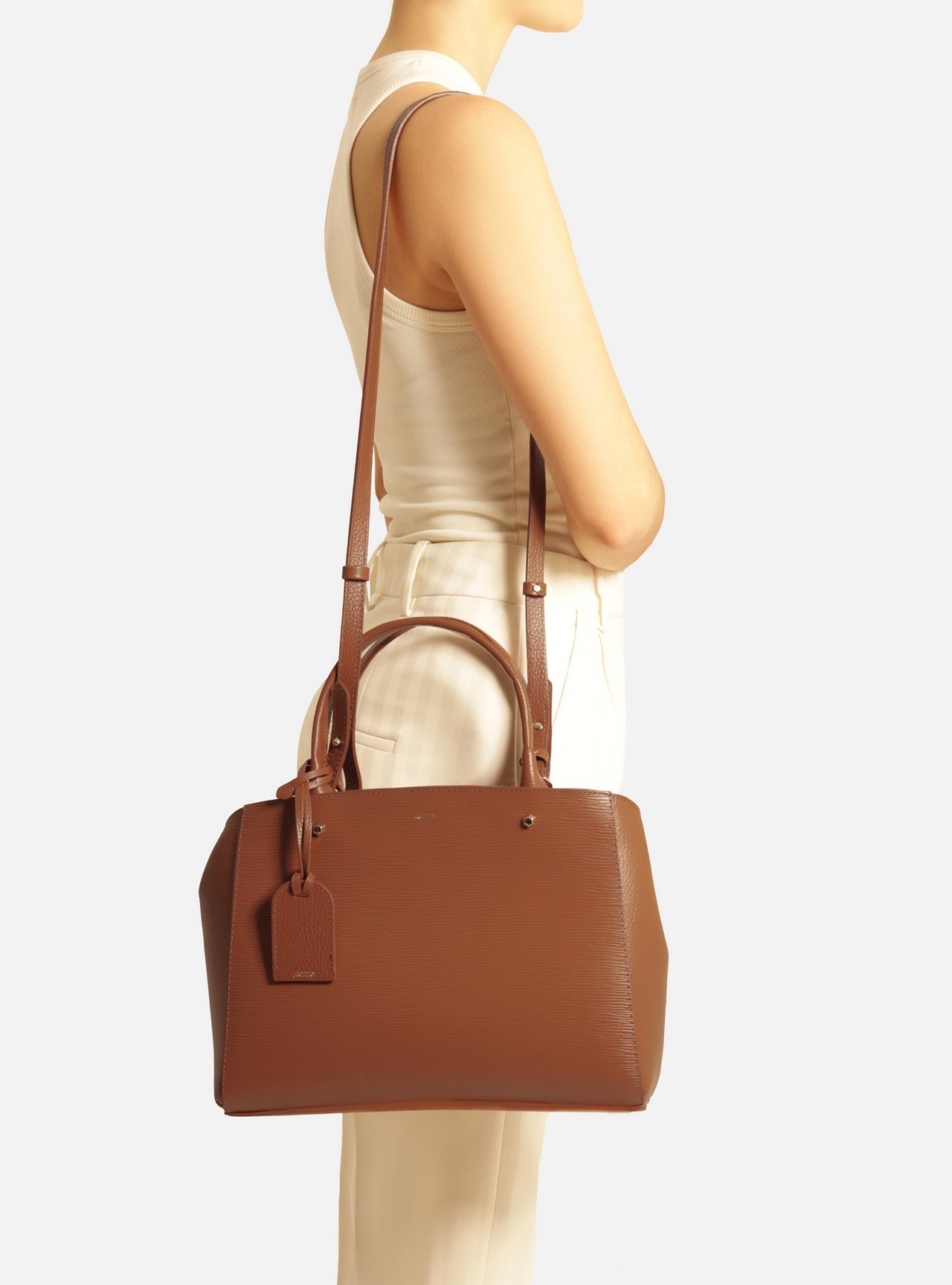 Bolsa Tote Caramelo Couro Bella Média — foto 6