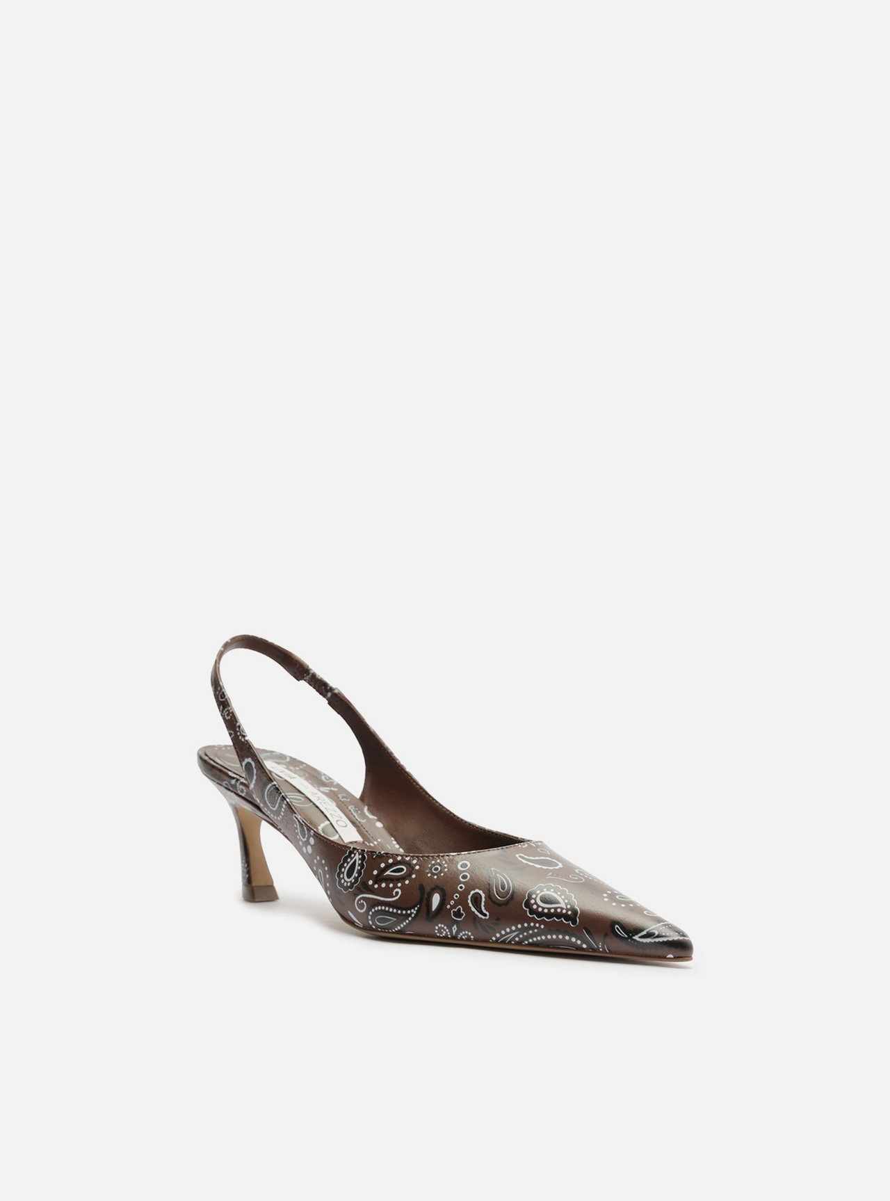 Scarpin Marrom Paisley Salto Baixo Slingback Livia — foto 6