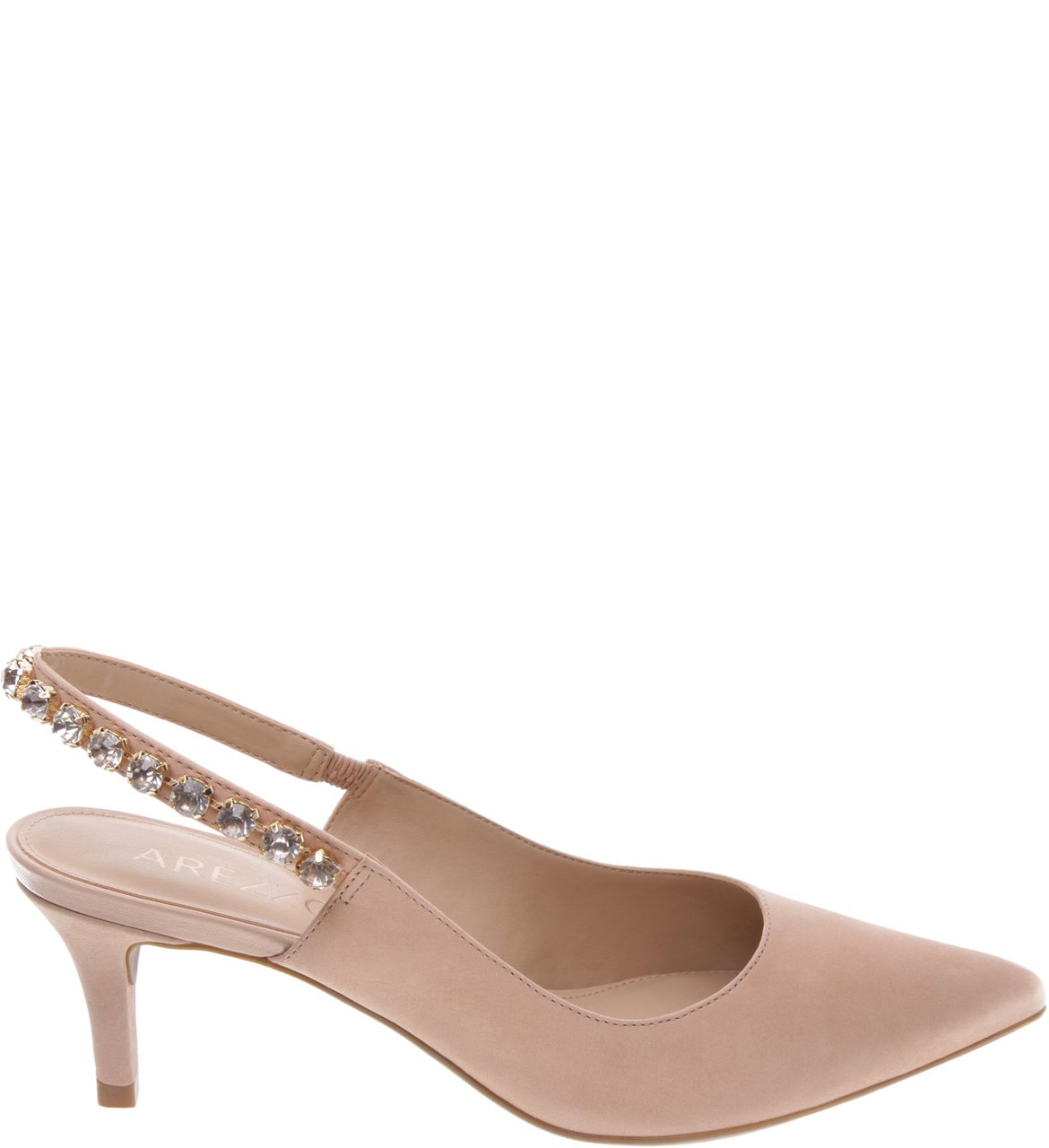 Scarpin Nobuck Studs Slingback True Nude Arezzo