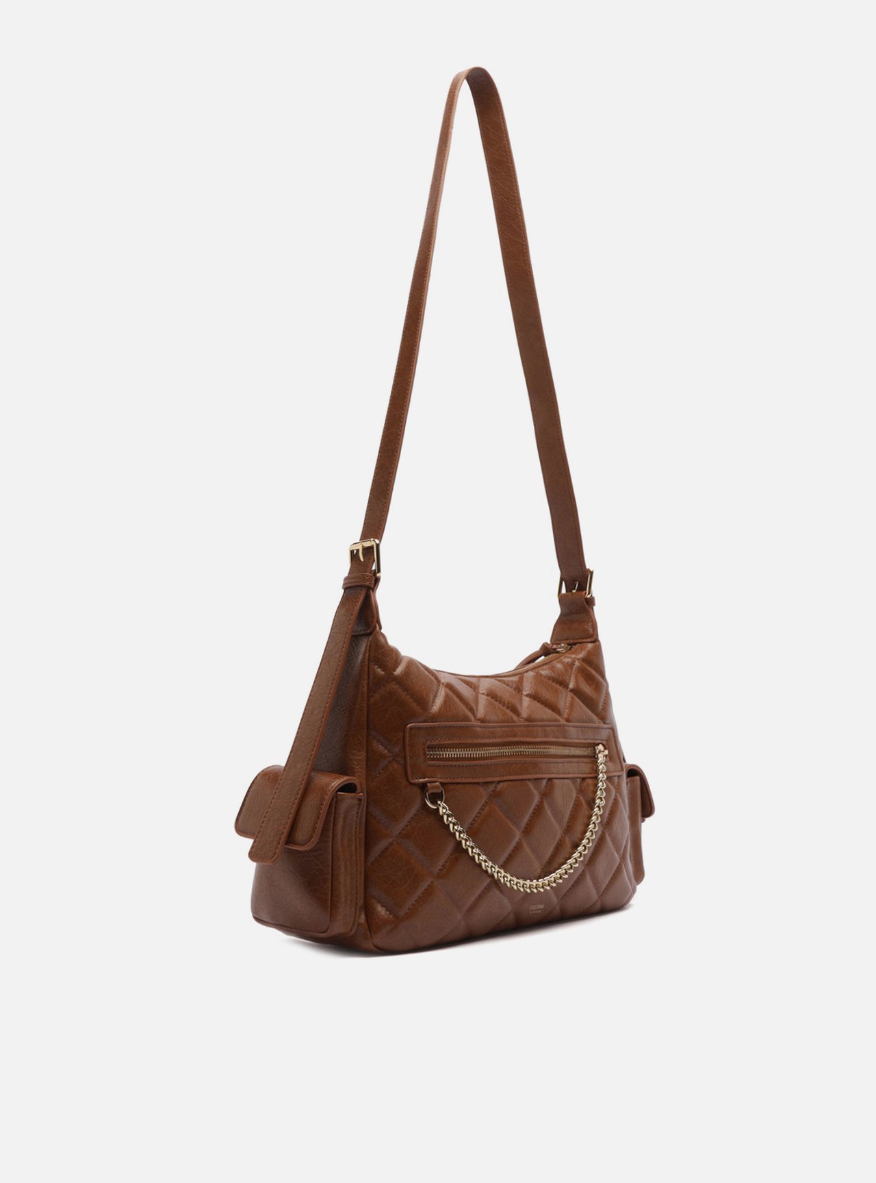 Bolsa Tiracolo Marrom Média Matelassê Bolsos — foto 5