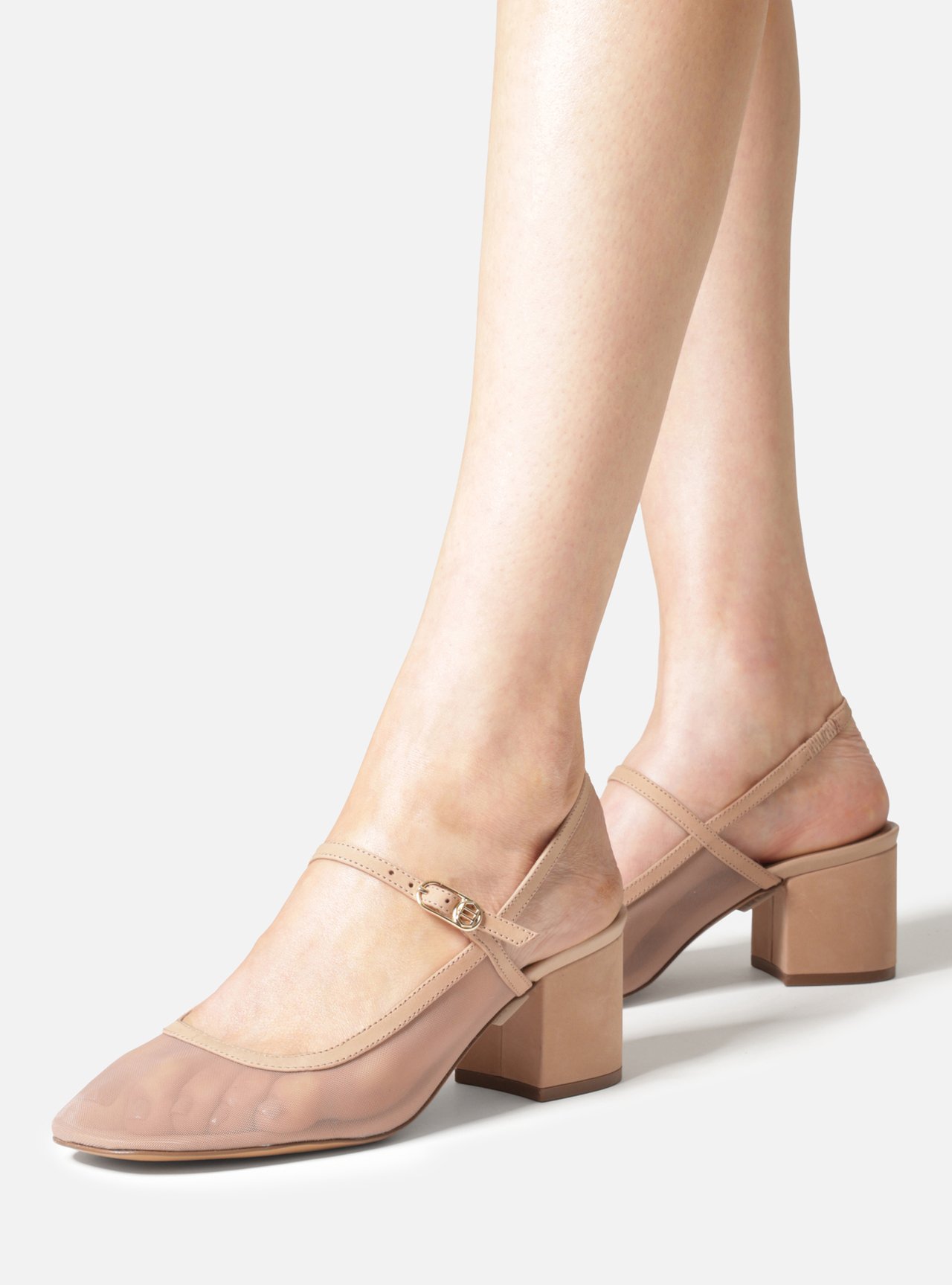Scarpin Nude Salto Bloco Slingback — foto 6