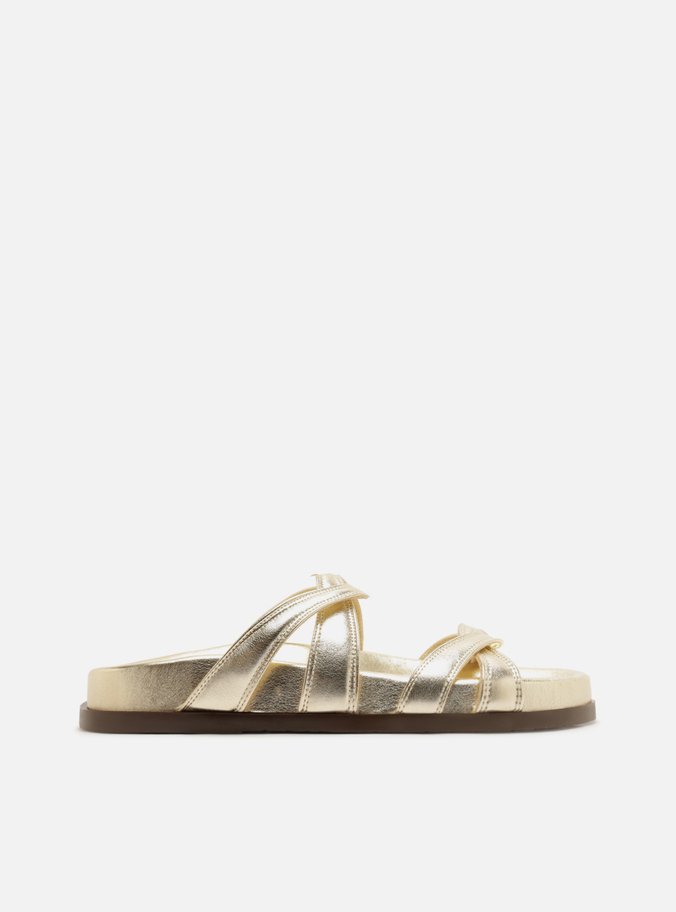 Sandália Papete Dourada Tiras