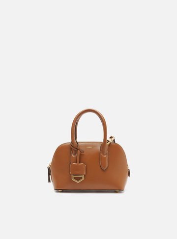 Arezzo — Bolsa Tiracolo Marrom Couro Pequena Metais Dourados