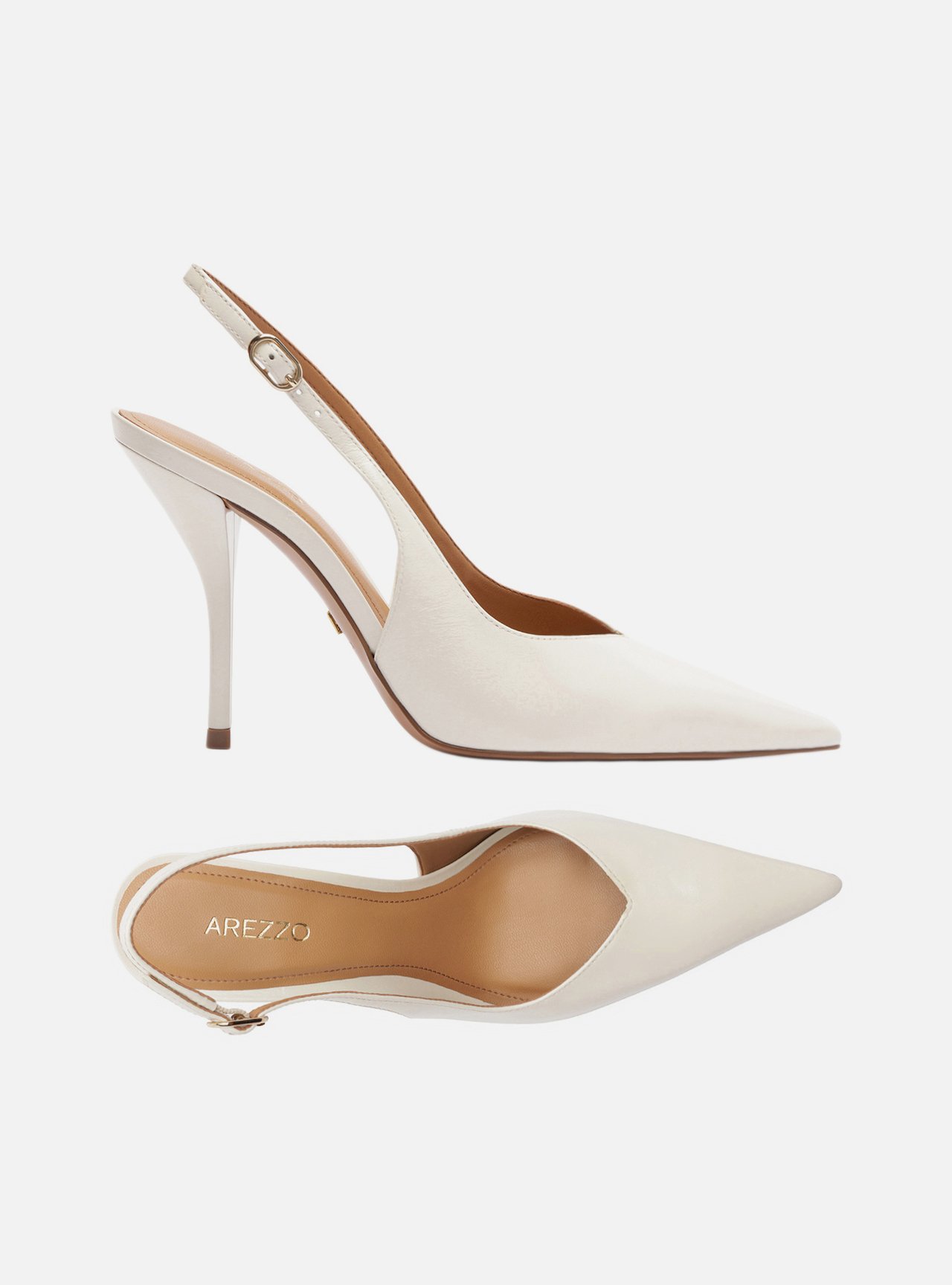 Scarpin Branco Couro Salto Fino Slingback — foto 5