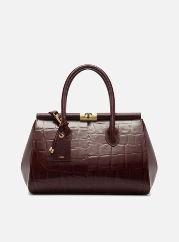 Bolsa Tote Vinho Couro Maxi Croco Grande