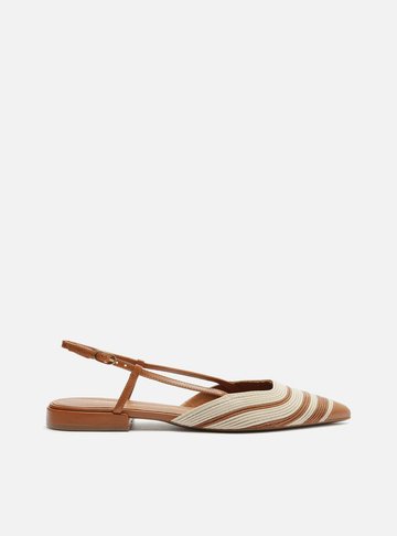 Sapatilha Marrom Couro Slingback Bicolor