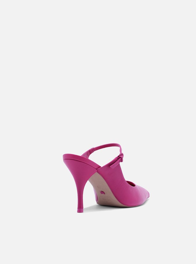 Mule Rosa Couro Salto Fino Tira