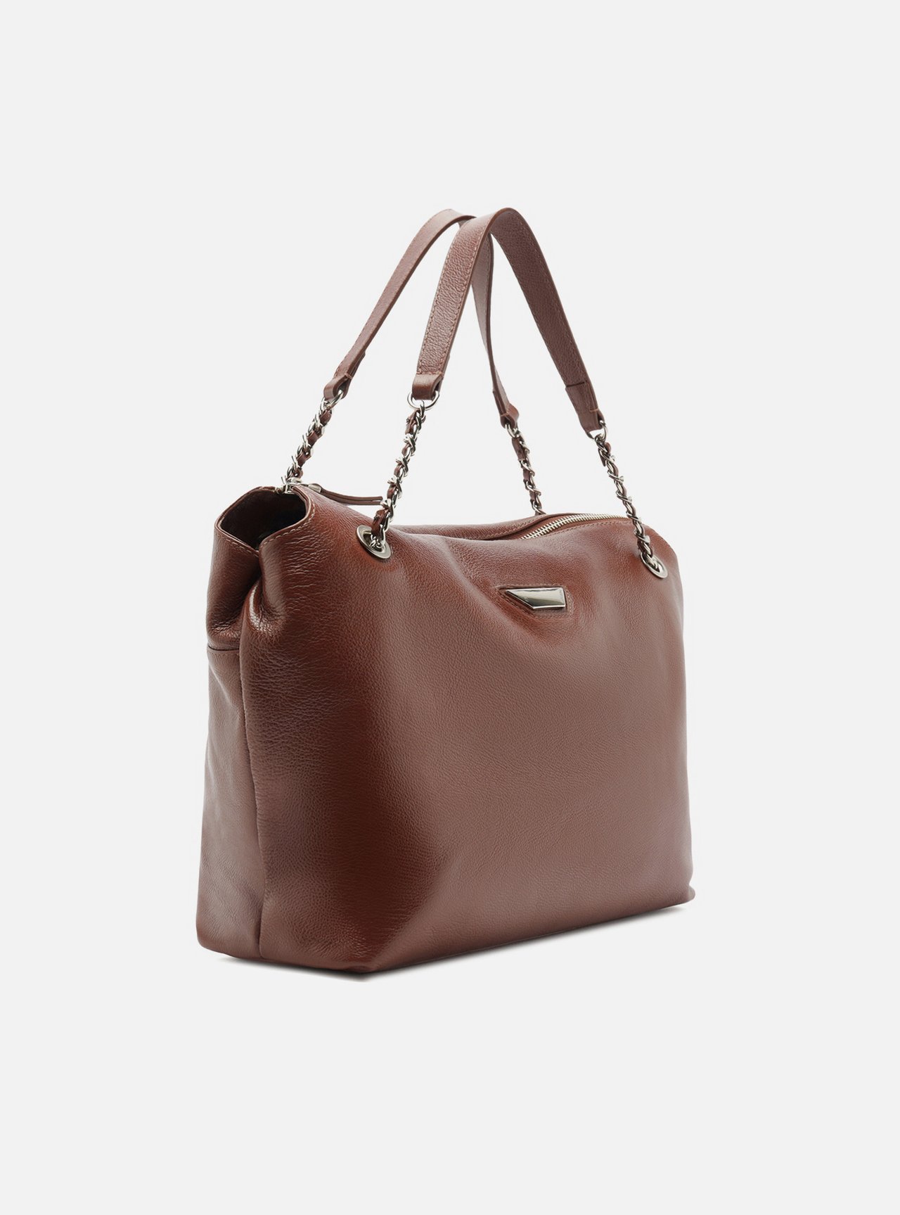 Bolsa Shopping Marrom Couro Grande Corrente — foto 5