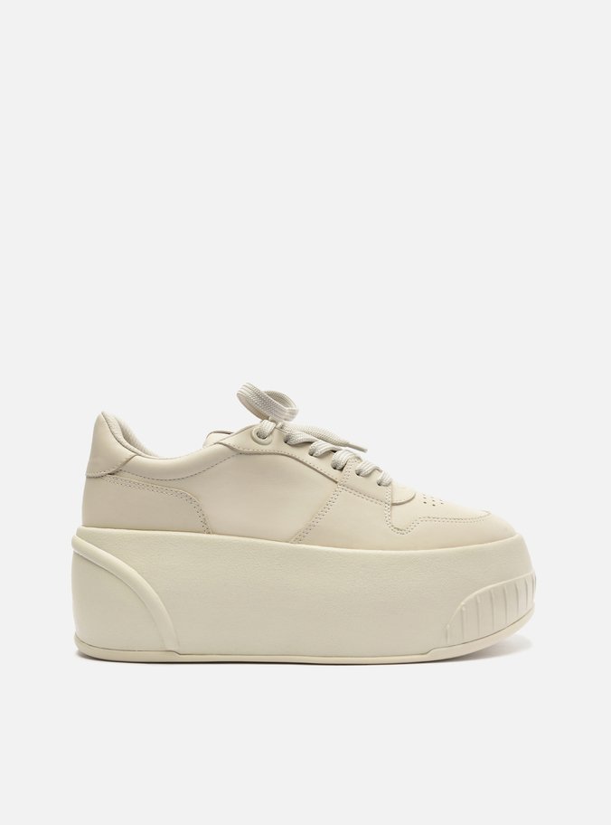 Tênis Nude Couro Flatform Bold
