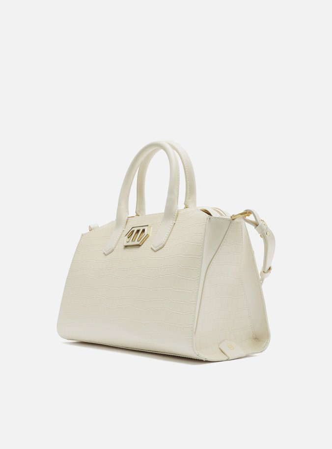 Bolsa Tote Off-White Média Croco