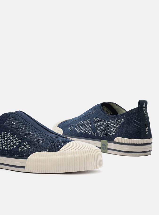 Tênis Slip On Azul Knit Elástico Alme