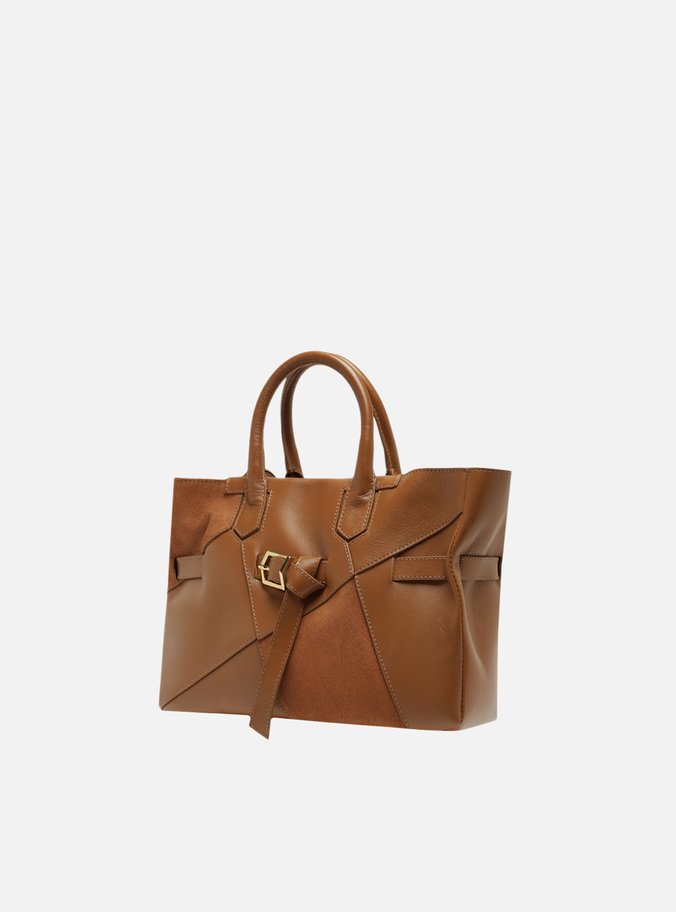 Bolsa Tote Marrom Couro Média Fivela