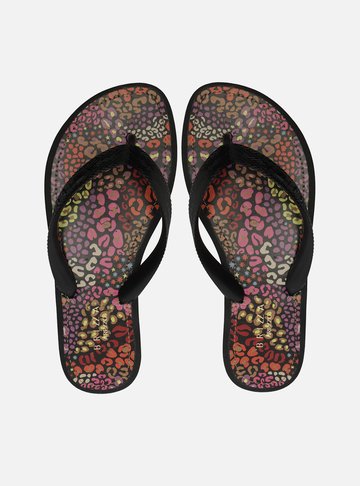 Chinelo de Dedo Preto Palmilha Estampada