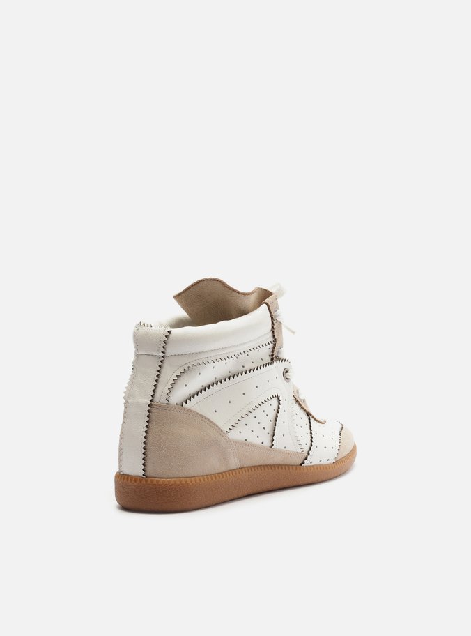 Tênis Sneaker Branco Couro Cano Médio Amarração