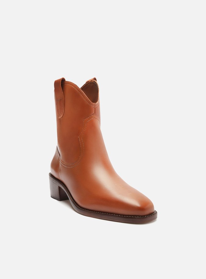 Bota Marrom Couro Cano Curto Western Alicia