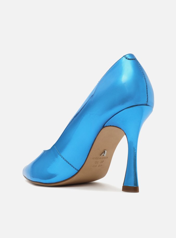 Scarpin Azul Metalizado Bico Fino Sia