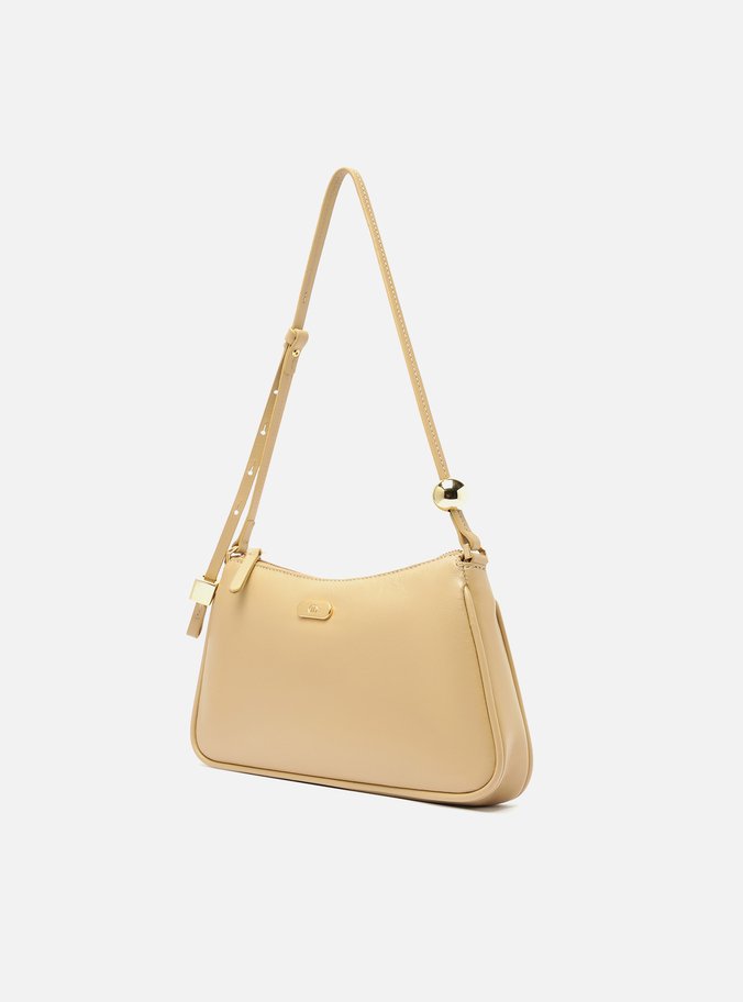 Bolsa Tiracolo Bege Couro Média Esfera
