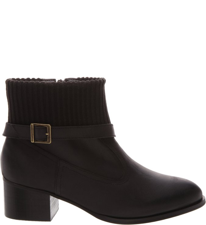 Ankle Boot  London Cano Malha Tricô Preta
