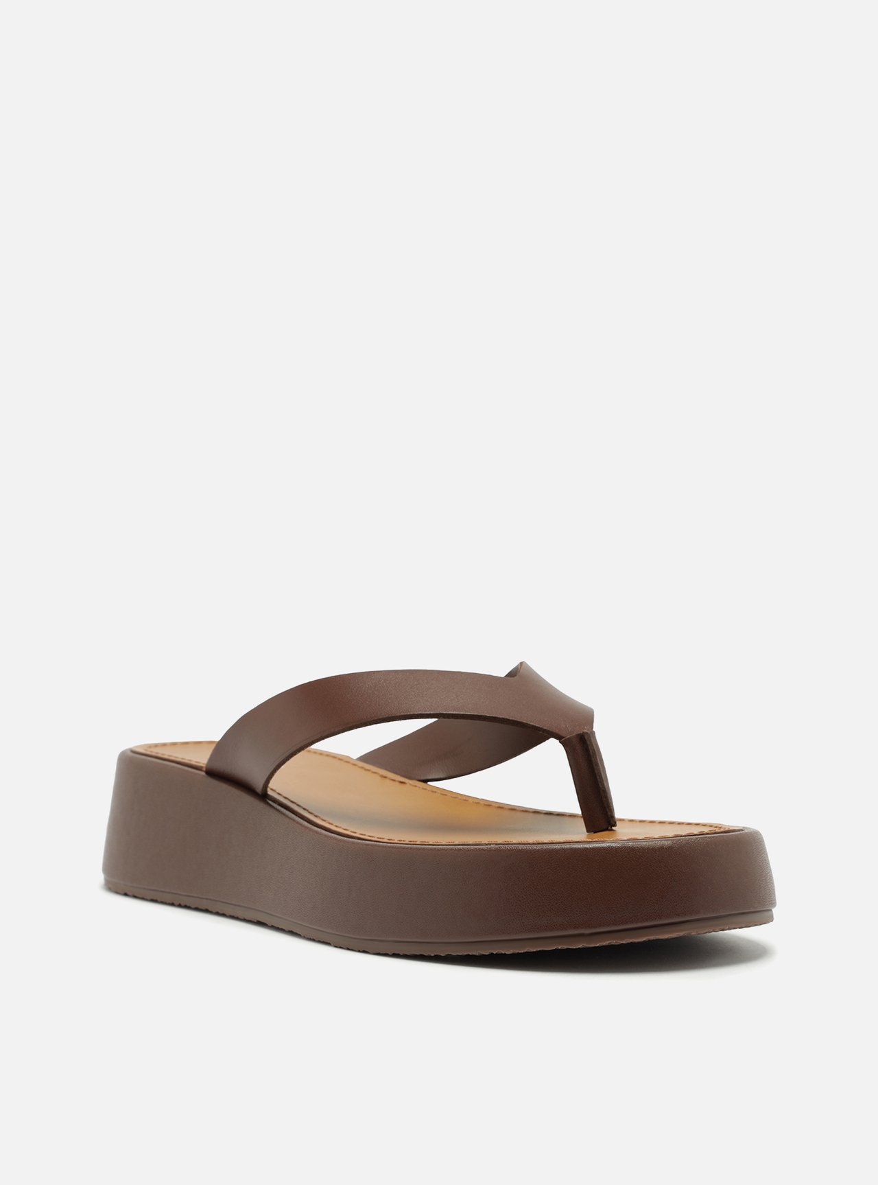Tamanco Marrom Couro Flatform Thong — foto 2