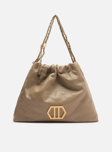 Bolsa Hobo Cinza Couro Esther Grande